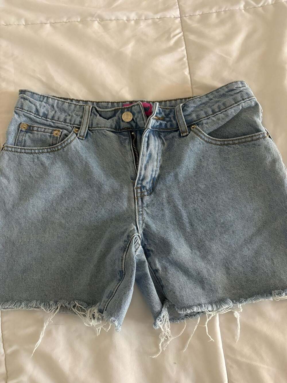 Edikted Tomboy Low Rise Distressed Denim Shorts